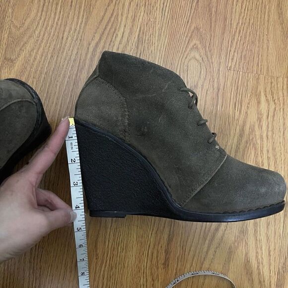 NWOB Rag & Bone Odval lace up green suede wedge ankle boots size 38 US 8 - Picture 6 of 9